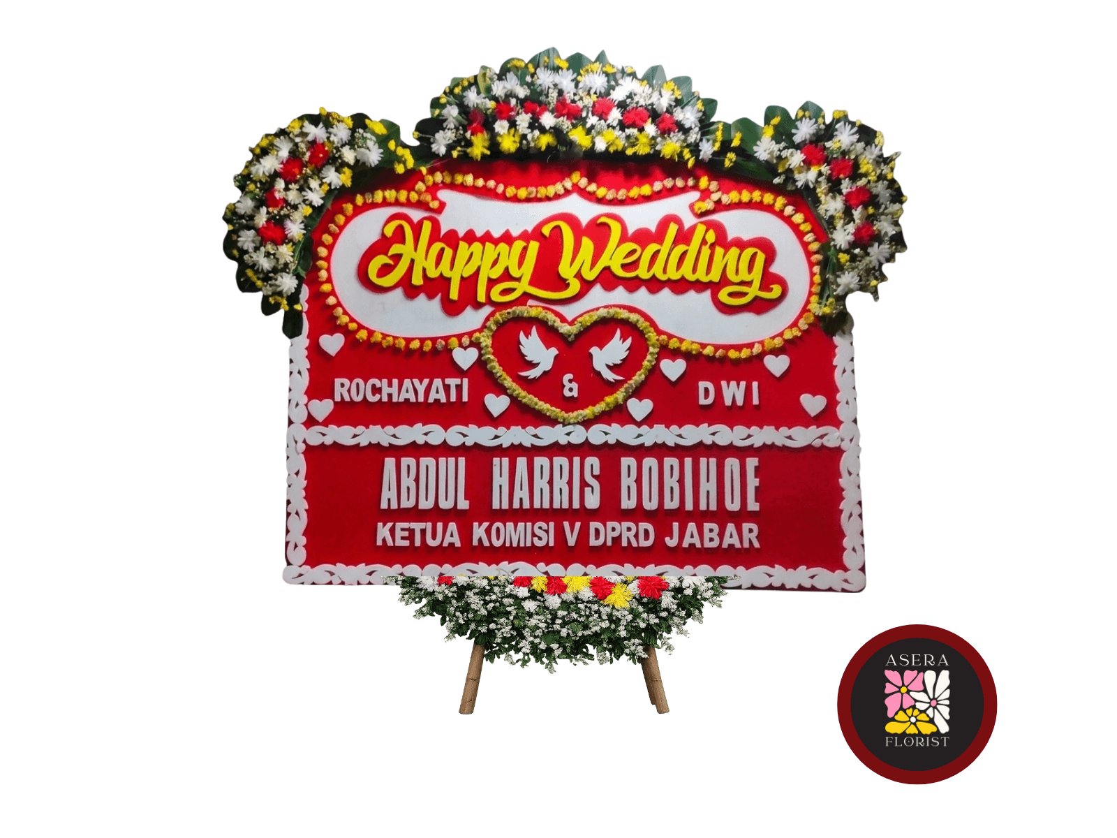 Bunga Papan Happy Wedding Besar